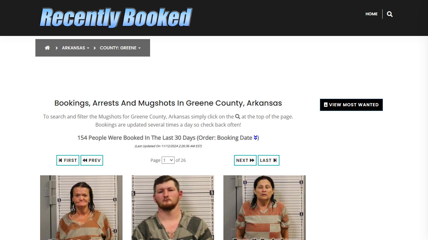 Bookings, Arrests and Mugshots in Greene County, Arkansas - Recently Booked