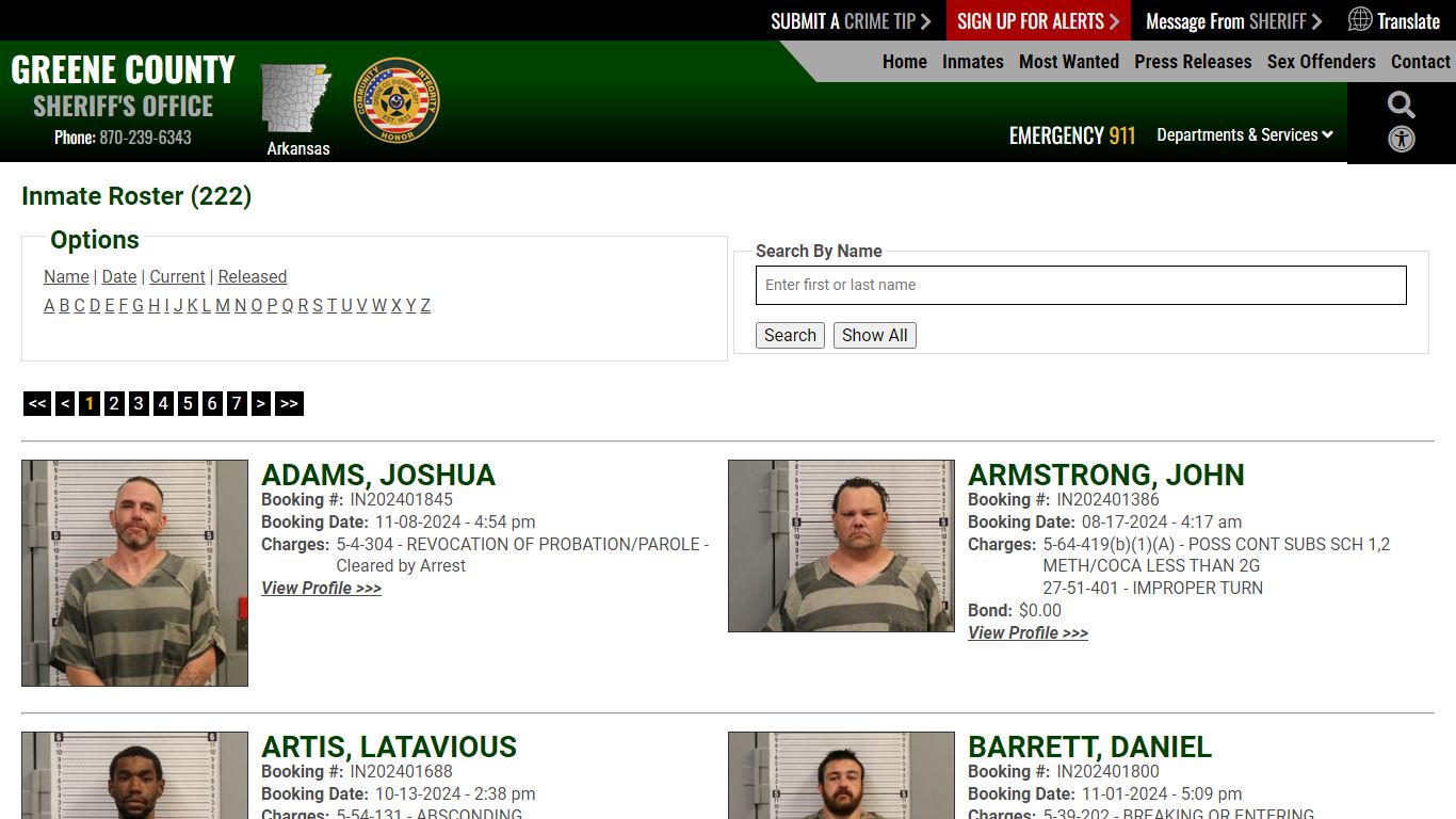 Inmate Roster - Current Inmates - Greene County AR Sheriff's Office