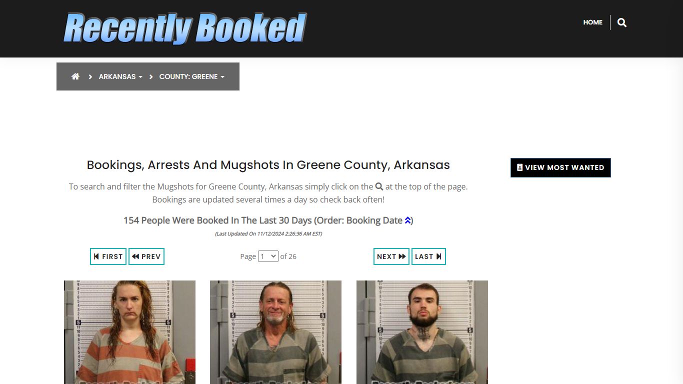 Bookings, Arrests and Mugshots in Greene County, Arkansas - Recently Booked